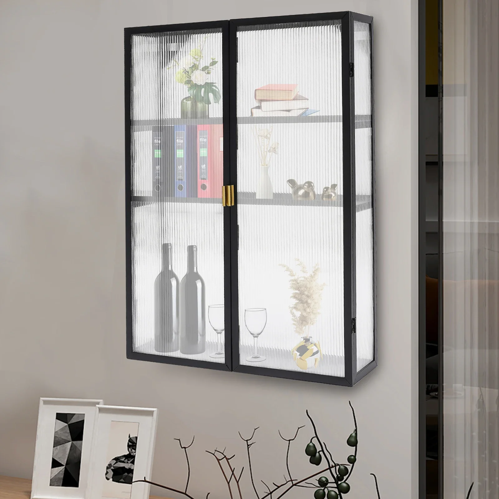 

Навесной шкаф в ретро-стиле с двойными дверцами из ПВХ и съемными полками для офиса, столовой, гостиной, кухни и ванной комнаты