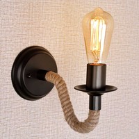 Vintage Hemp Rope Wall Lamp Wall Lamp E27 Indoor Loft Outdoor corridor Wall Lights Industrial Sconce Bedside Lamp