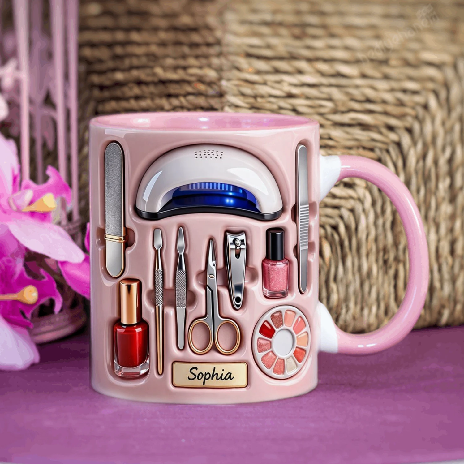 ‌Personalized Ceramic Cup for Nail Techs - Custom Name Gift Idea