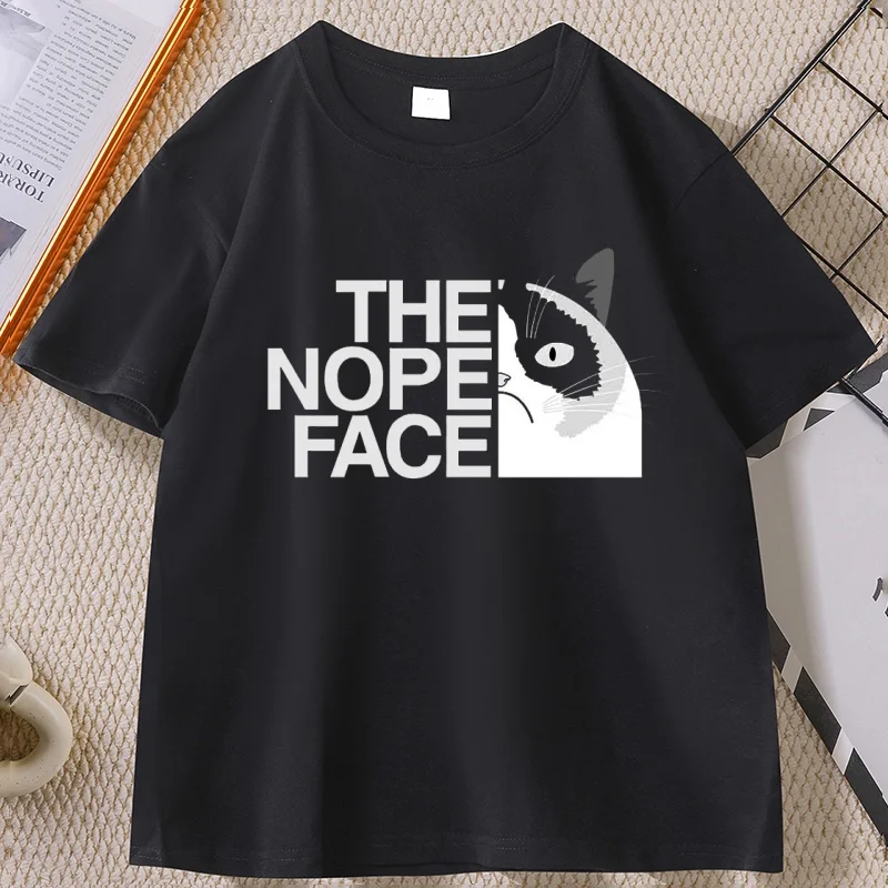 Funny Cat Face T-shirt Men Women Streetweat Cat Love Tees Casual Short Sleeve Breathable Round Neck Printed Tshirt Male Clothes