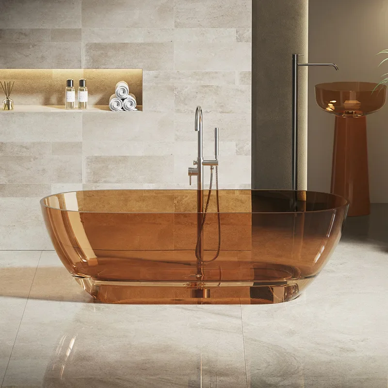 Transparent bathtub Internet celebrity hotel home, bathroom integrated installation-free, transparent resin bathtub