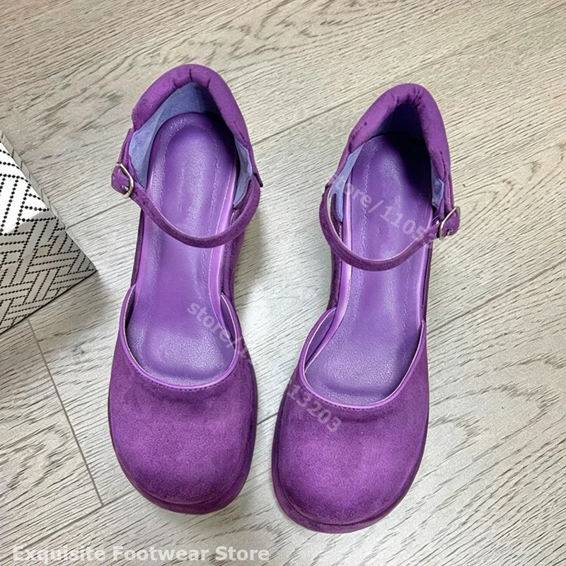 

Comfortable Genuine Leather Wedges Women Suede Platform High Heels Mary Jane Shoes Elegant Single Strap Pumps Daily Single Shoes