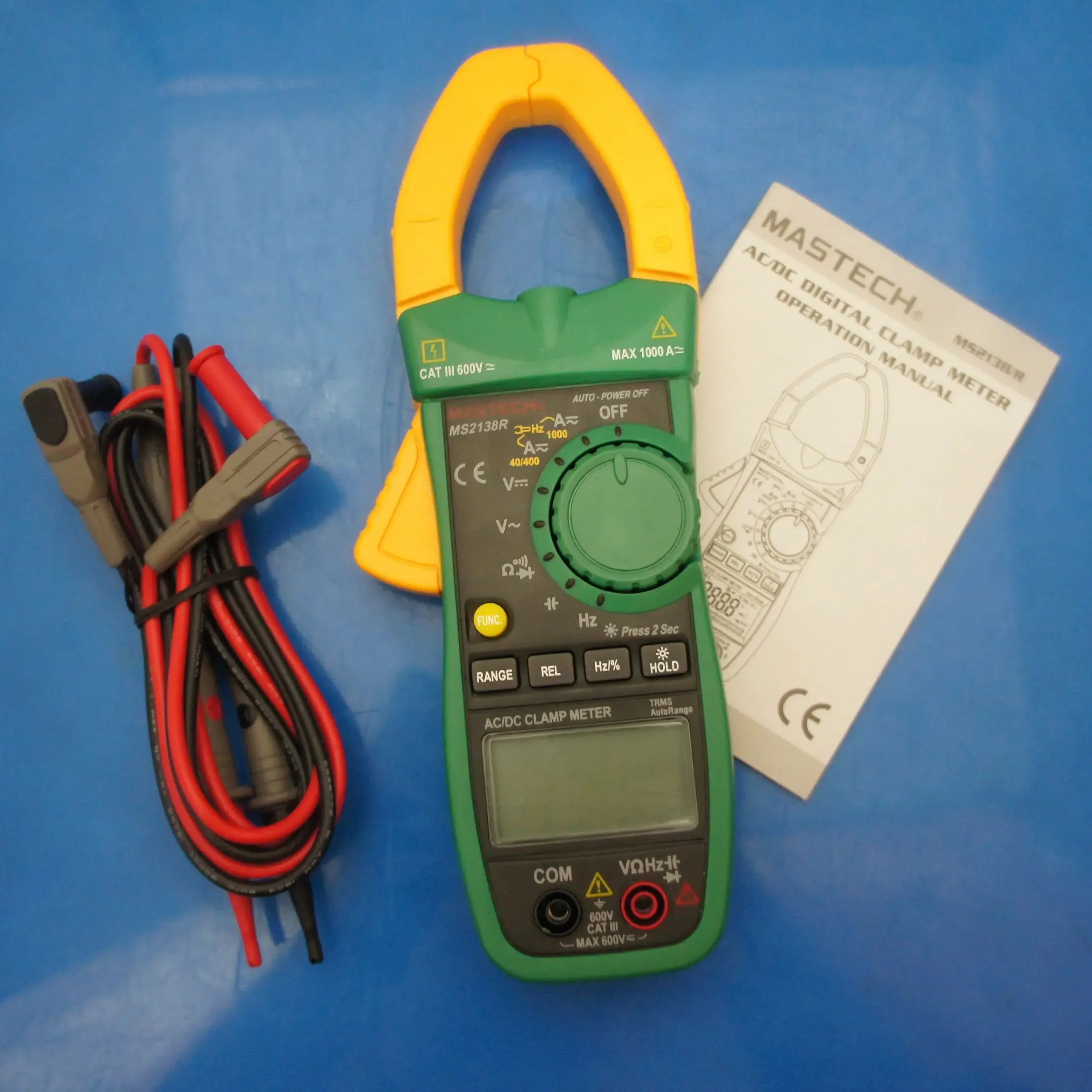 Mastech MS2138R 1000A AC/DC Digital Clamp Meter Auto-Ranging True RMS Multimeter Voltage Current Tester