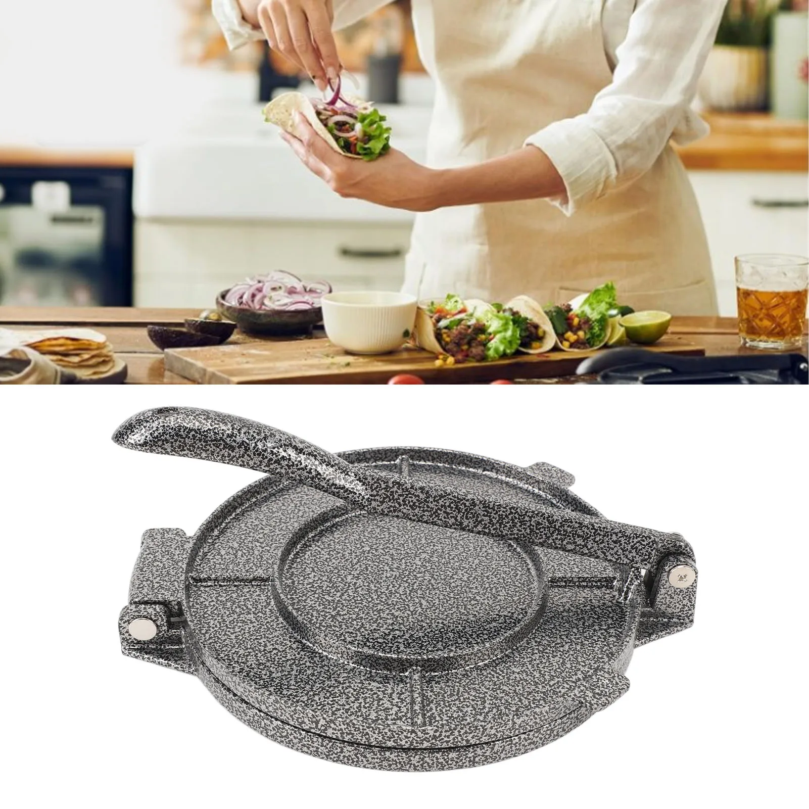 Prensa para tortillas, aleación de aluminio de 6,3 pulgadas, masa de harina, prensa para tortillas y tacos, Roti Maker para desayuno en casa