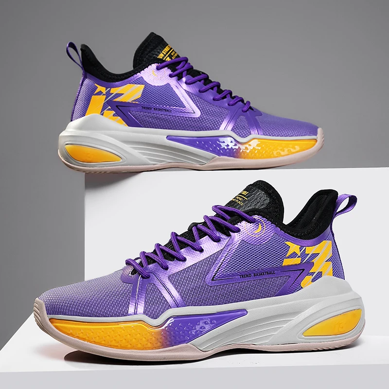 

Men Basketball Shoes Fashion Mesh Breathable Lace Up Sports Shoes Teenagers New Fitness Basketball Boots for Women