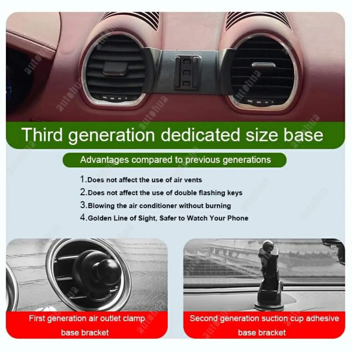 Car Phone Holder Stand For Porsche 718 Boxster Cayman 2017-2025 GPS Bracket Dashboard Clip Mount For iPhone & All Mobile Phone