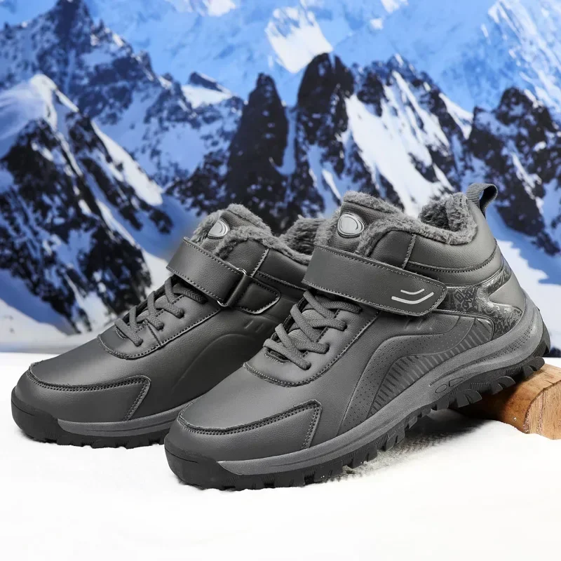 Winter Men Outdoor Cross-country Snow Hiking Sport Shoes Comfortable Male Thermal Snow Athletic Training Sneakers with Cotton