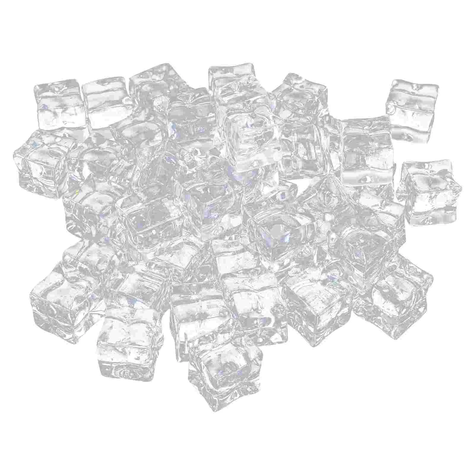 50Pcs 20mm Cube Square Luster Ice Cubes Fake Artificial Acrylic Ice Cubes Photography Props Kitchen De