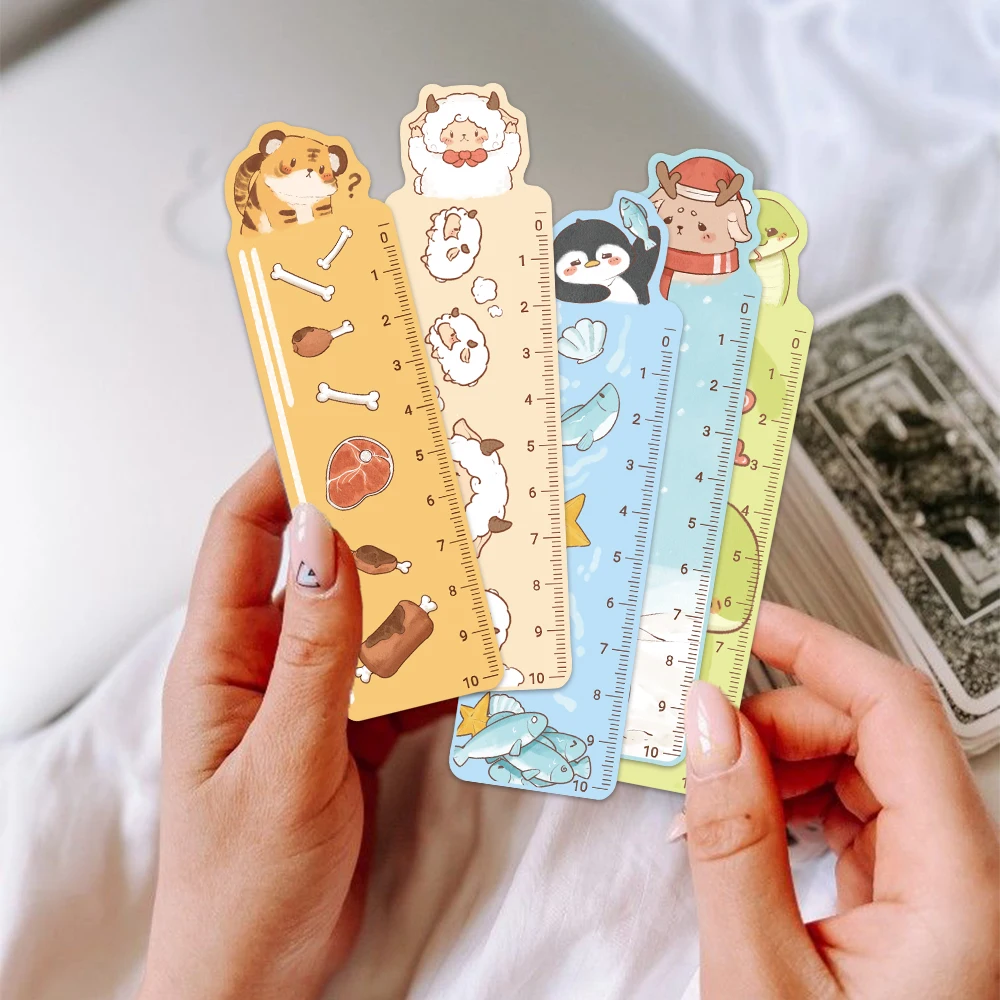 30PCS Cartoon Tier Lineal Lesezeichen Niedlichen Tier Thema Dual-Zweck Lesezeichen Lineal Buch Clip Zubehör Lehrer Belohnungen Lesezeichen