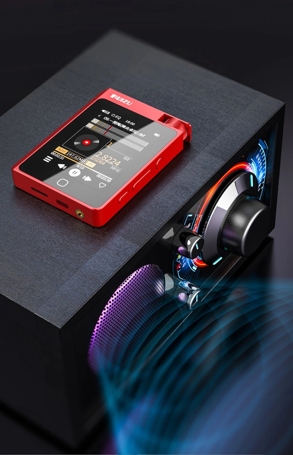 الأصلي RUIZU A55 16GB HIFI DSD ضياع بلوتوث الموسيقى مشغل mp3 hifi المحمولة مشغل موسيقى المشي