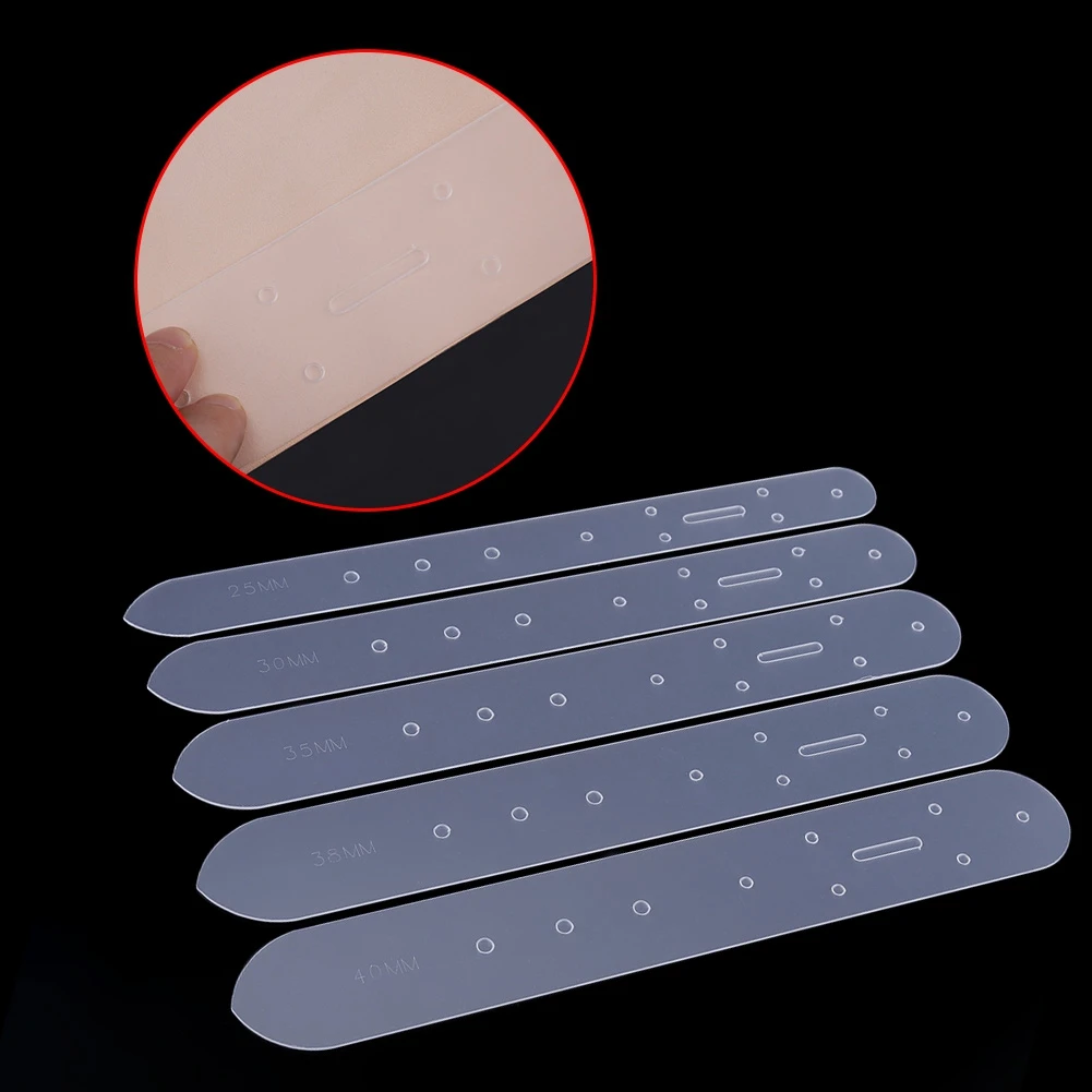 5Pcs Translucent Belt Buckle Holes Templates Leather Punching Craft Module DIY Tool