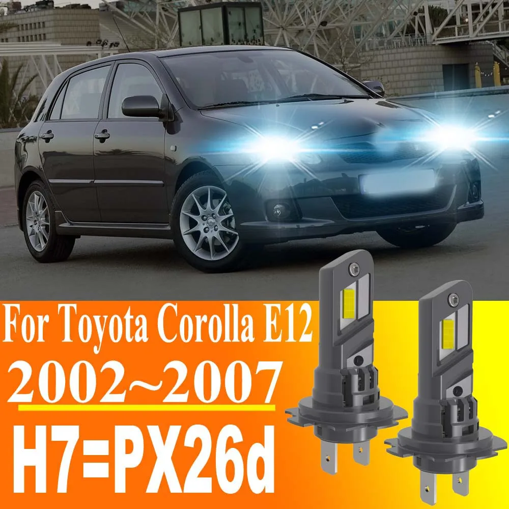 

2pcs H7 PX26d Led Headlight Canbus No Error Car Bulb High Power White Light Diode Lamp 12v 55w For Toyota Corolla E12 2002~2007