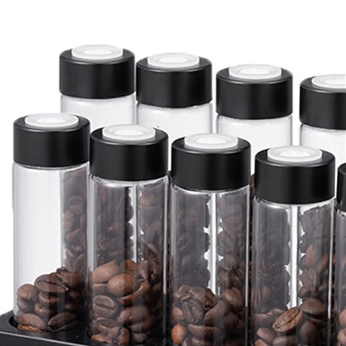 

Coffee Beans Storage Container Display Rack Walnut Tea Tube Bottle Glass Espresso Coffee Accessories Tool