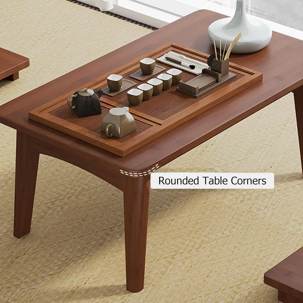 طاولة يابانية ذات أرضية منخفضة للجلوس على حصير التاتامي، طاولة شاي من الخيزران قابلة للطي لغرفة المعيشة وغرفة الشاي والشرفة، بدون تجميع إعادة #6