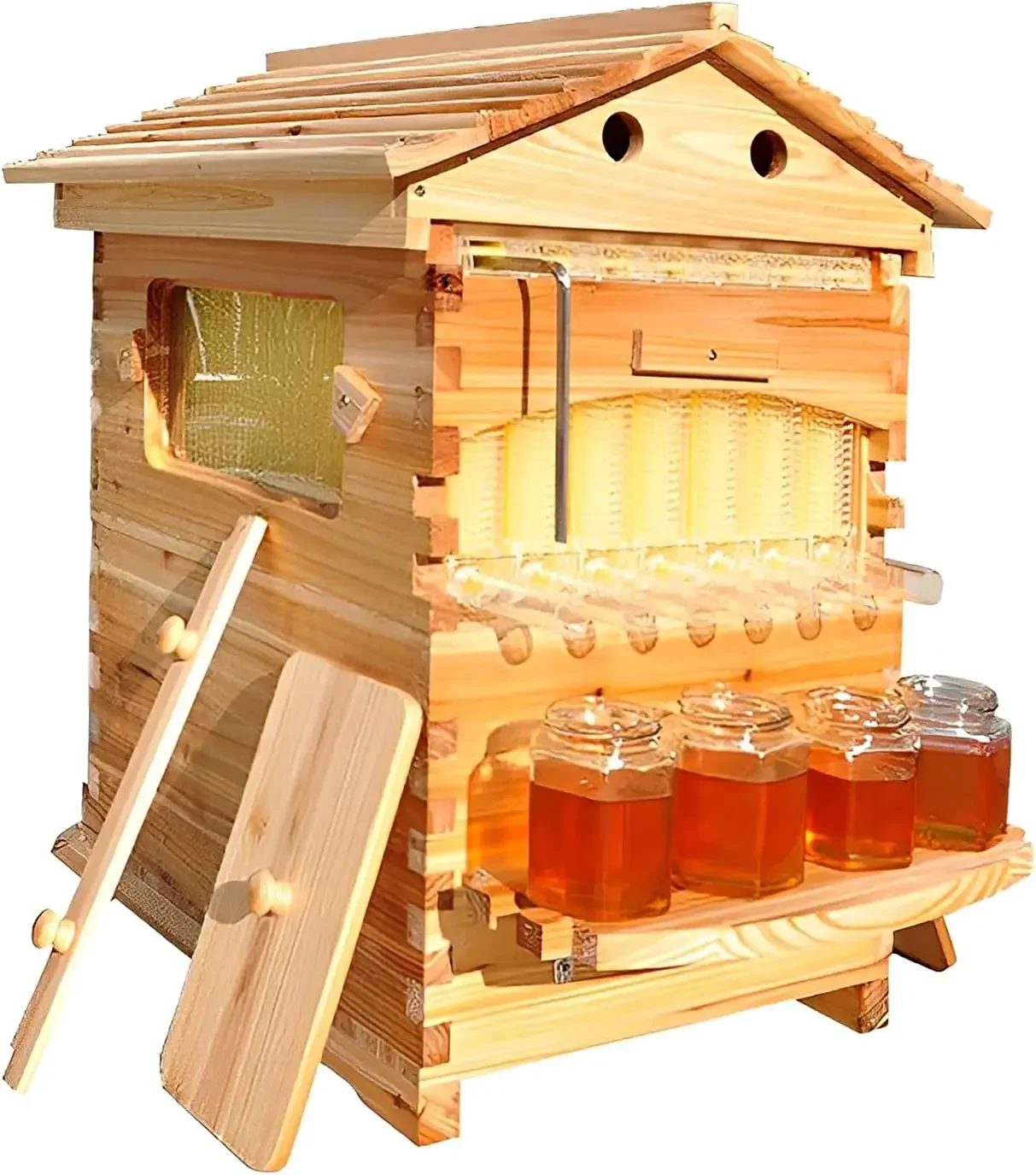 Full Set 7PCS Bee Hive Honey Hive Flowing Frame with Chinese fir Wood Beekeeping Brood Box