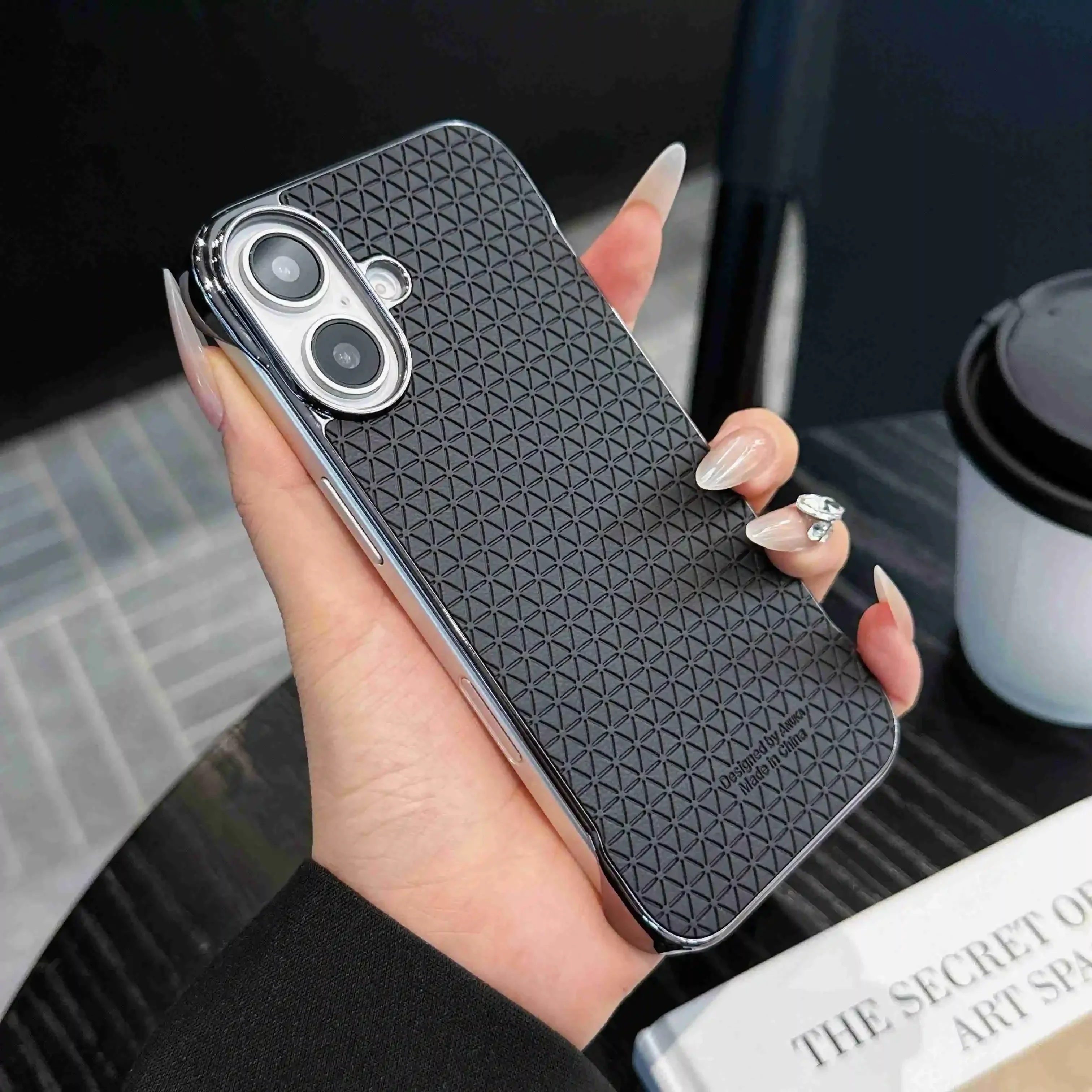 Luxury Magnetic PC Electroplated Frameless Phone Case For Iphone 16 15 14 Pro Max Plus Rubik's Cube Texture anti-fall Phone Case