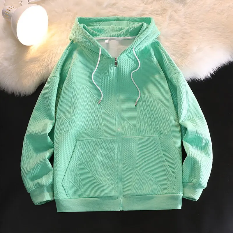 2025 Spring and Autumn New Fashion Trend Solid Color Sports Hoodie Men's Casual Relaxed Comfortable Breathable High-Grade Coat