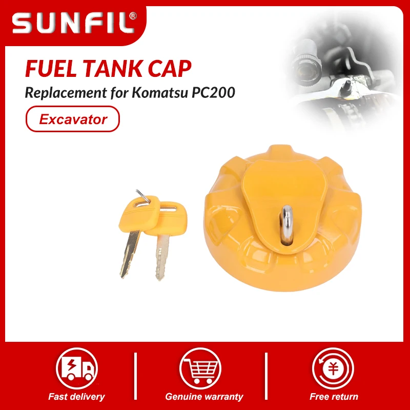 

Oil Tank Cover with 2 Keys Excavator Fuel Tank Cap Replacement for EVTSCan Excavator Komatsu PC200