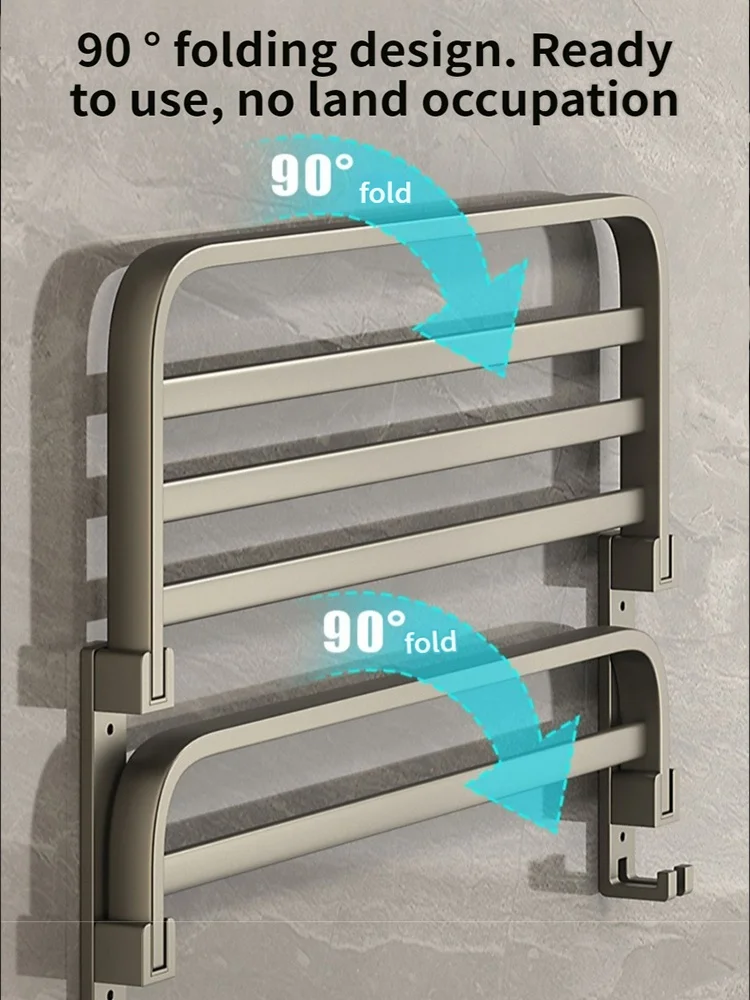 Upgrade And Thicken Grey/Black 50CM-60CM Towel Rack Space Aluminum Toilet Storage Rack Wall Mounted BathTowel Rack