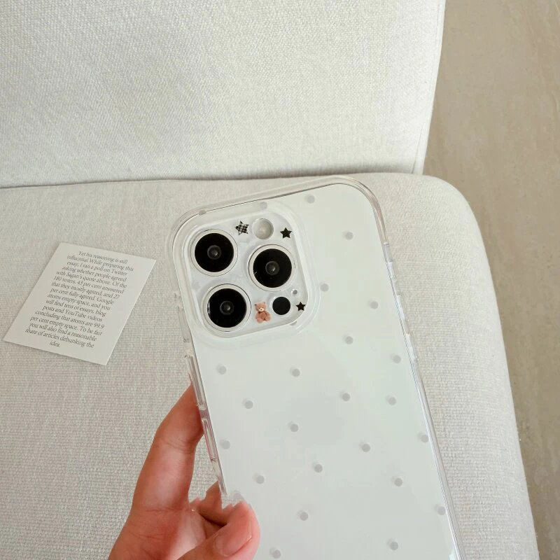 Korean White & Purple Polka Dots Phone Case For iPhone 17 Air 16 ProMax 15 14 Plus 13 12 11 Pro Shockproof Silicone Back Cover view 5