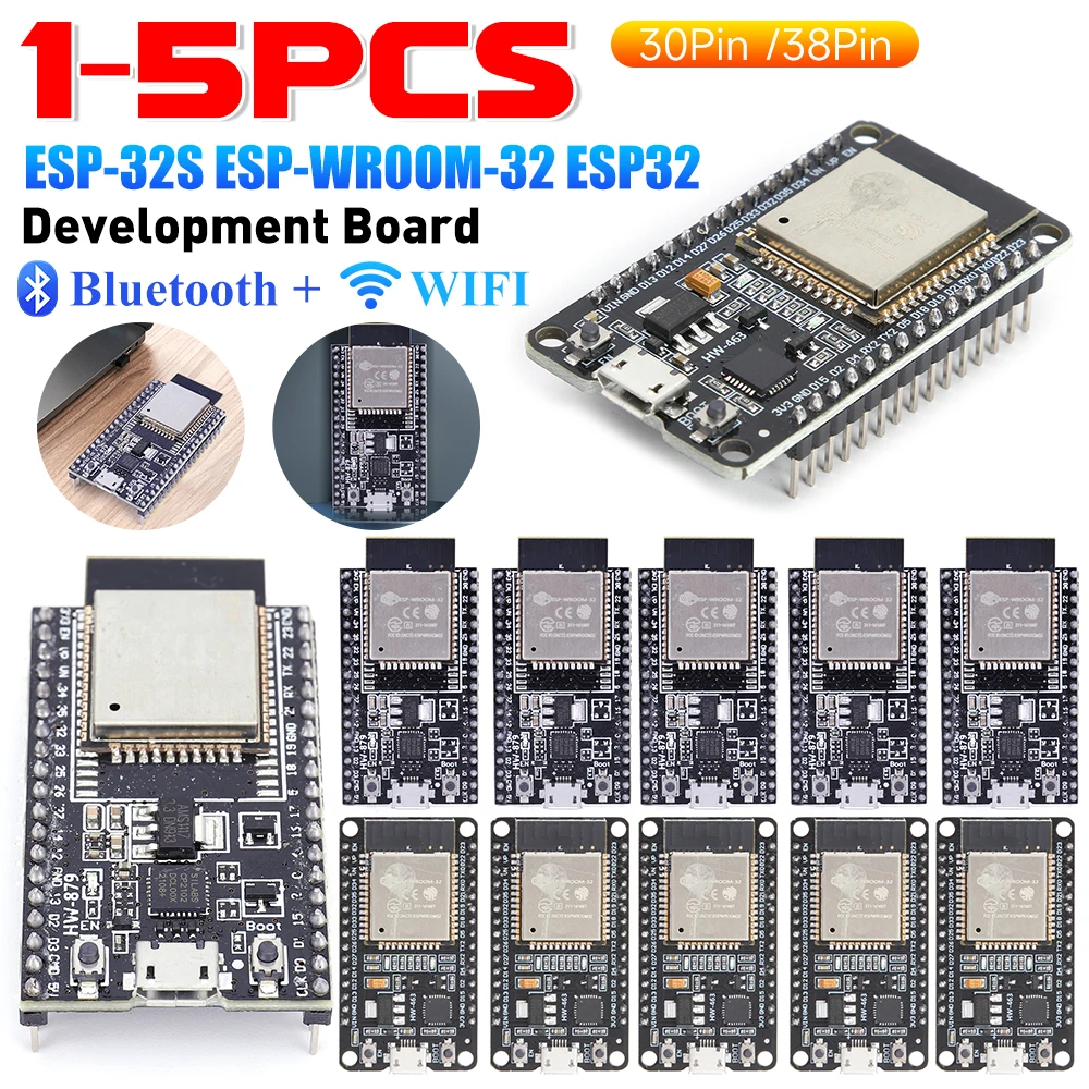 1-5PCS ESP32 Development Board USB CP2102 WIFI Bluetooth  Expansion Board Module ESP-32S ESP-WROOM-32 30Pin 38Pin