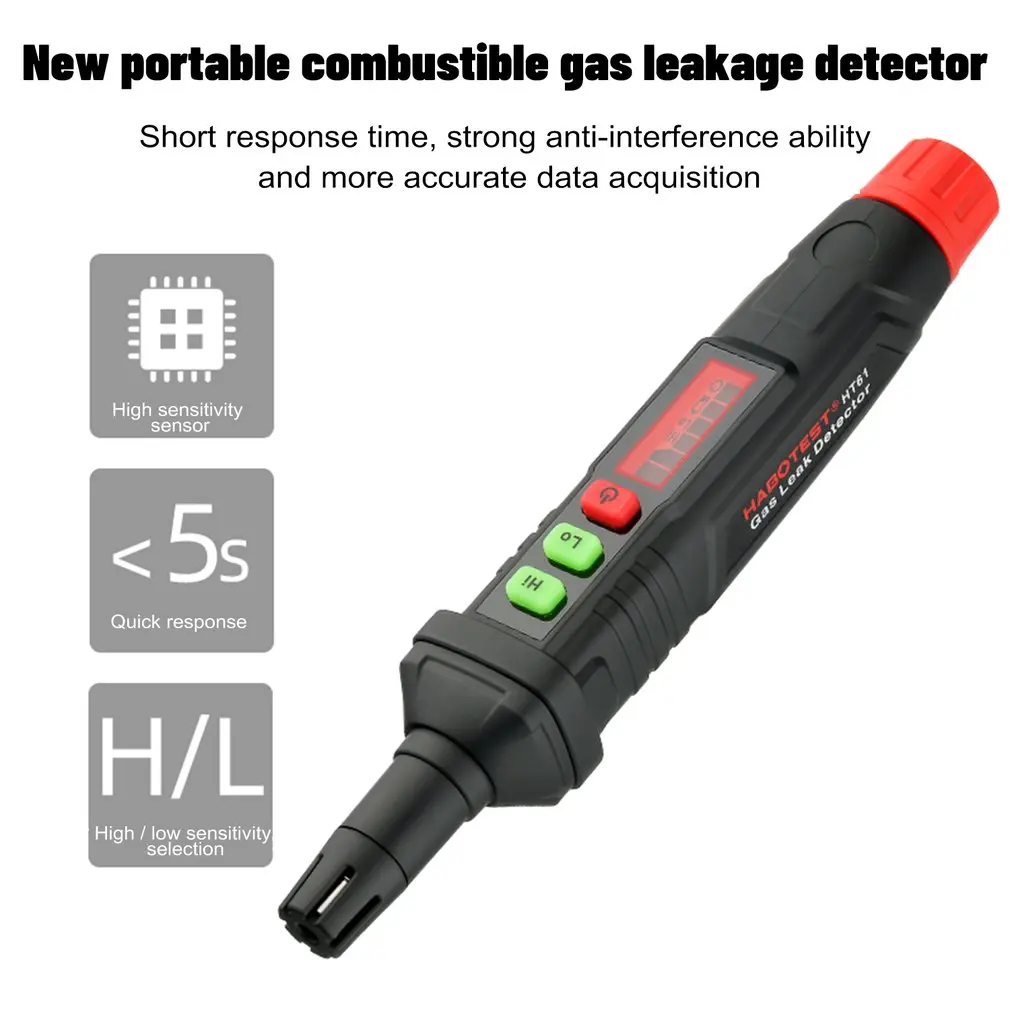 Portable Handheld Natural Gas Analyzer HT61 Gas Leak Detector PPM Meter Alarm Combustible Methane 87HA LCD Display Wholesale
