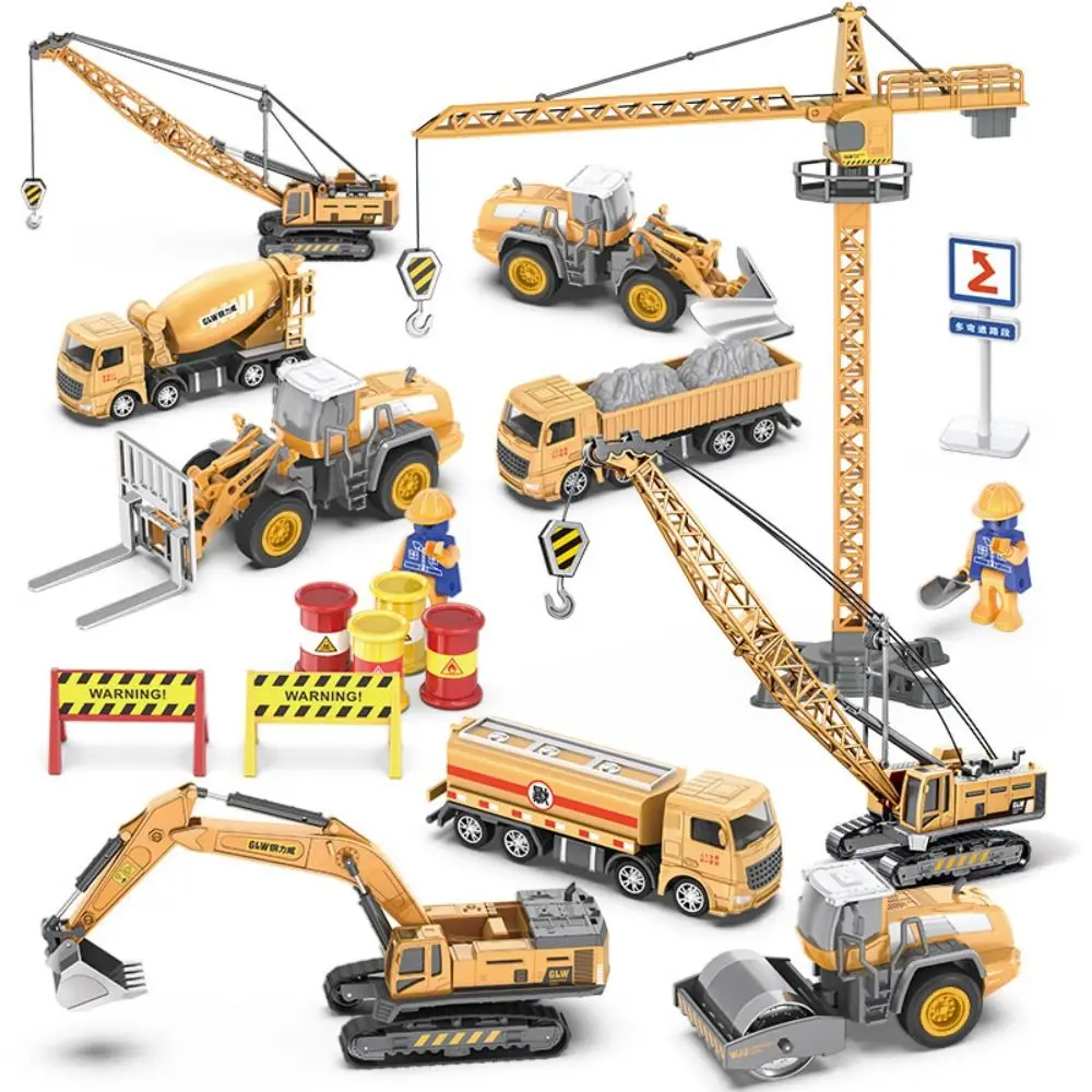 

Multi-functional Alloy Car Set Sliding Construction Vehicle Excavator Mixer Forklift Large Lifting Tower Crane Toy