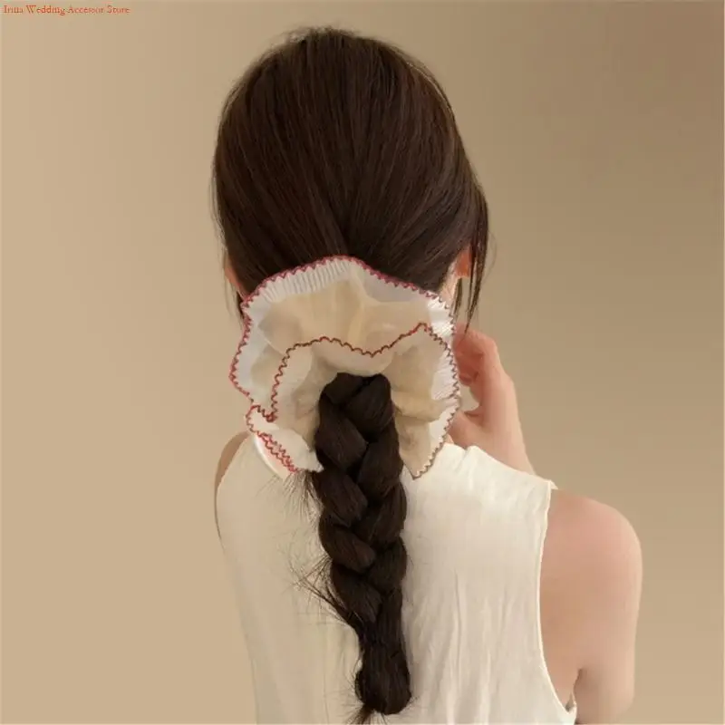G92D Oversized Scrunchies Hairdos Elastic Lace Hair Tie Wedding Party Hair Decoration