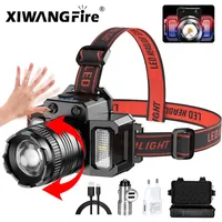 LED Motion Sensor Headlamp Camping Search Light Head Flashlight Rechargeable Powerful 5 Modes Head Lamp Front Lantern Headlights