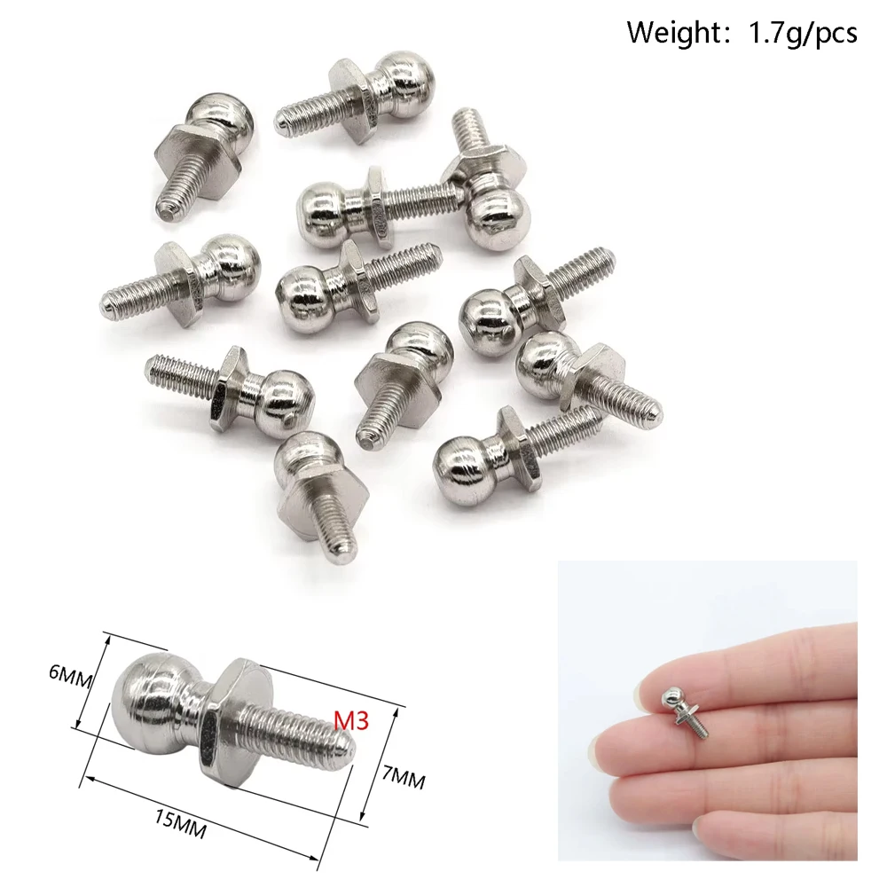 12PCS M3 Ball Head Screw 02038 for HSP 94188/94123/94166/94107 1/10 RC Car Truck - Spare Parts
