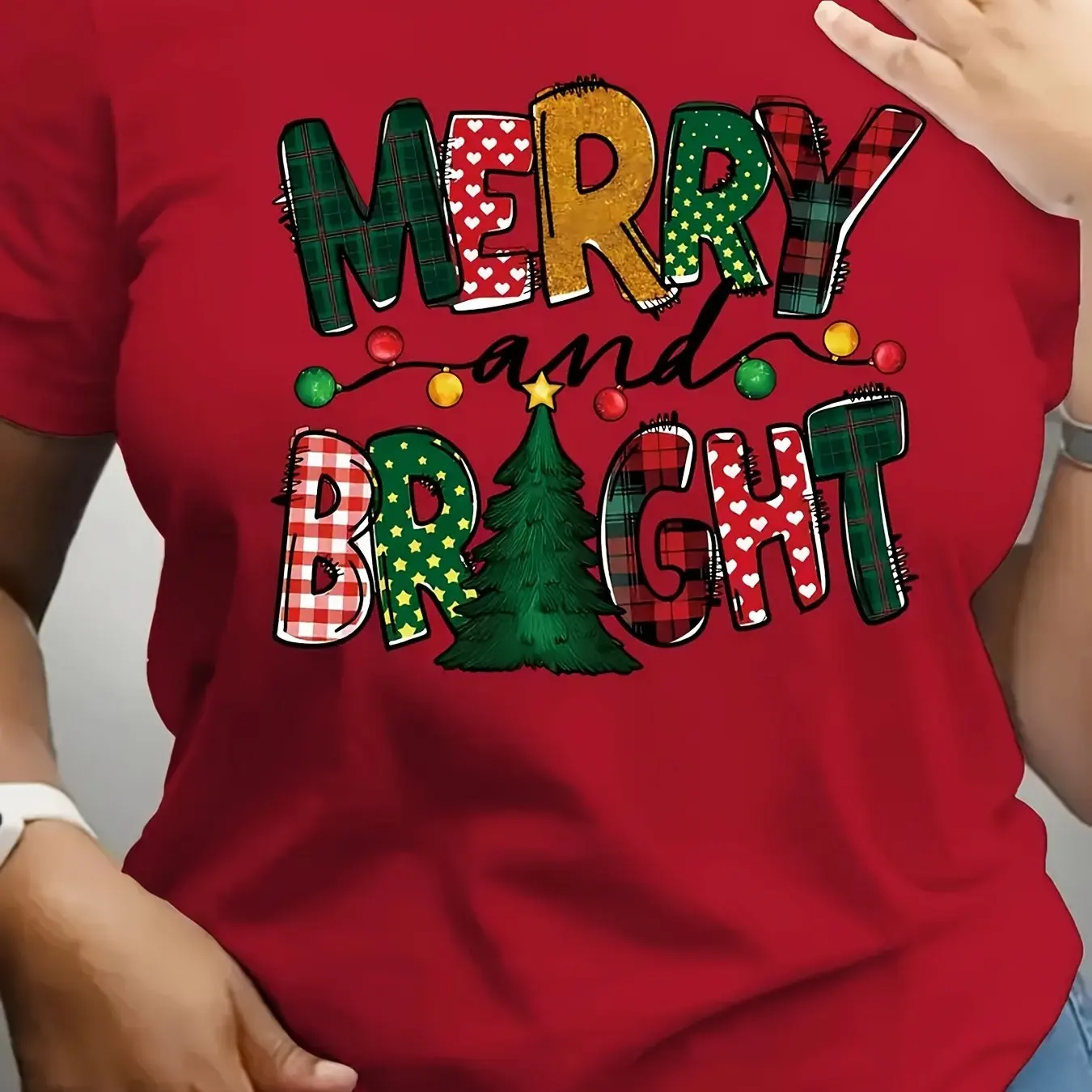 

3D Letter Cartoon Style Women's T-shirt Merry Christmas Pattern Print Short Sleeve New Year Fashion Street Party Female Clothing