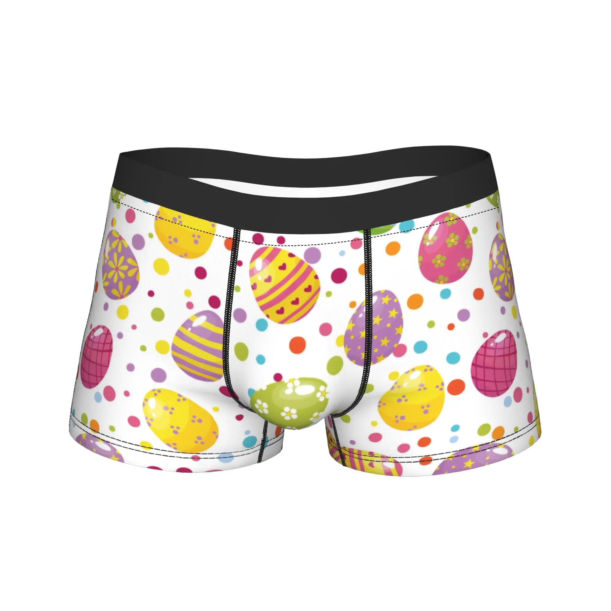 

Men Happy Easter Egg Pattern Long Underwear Sexy Boxer Briefs Shorts Panties Male Soft Underpants Plus Size