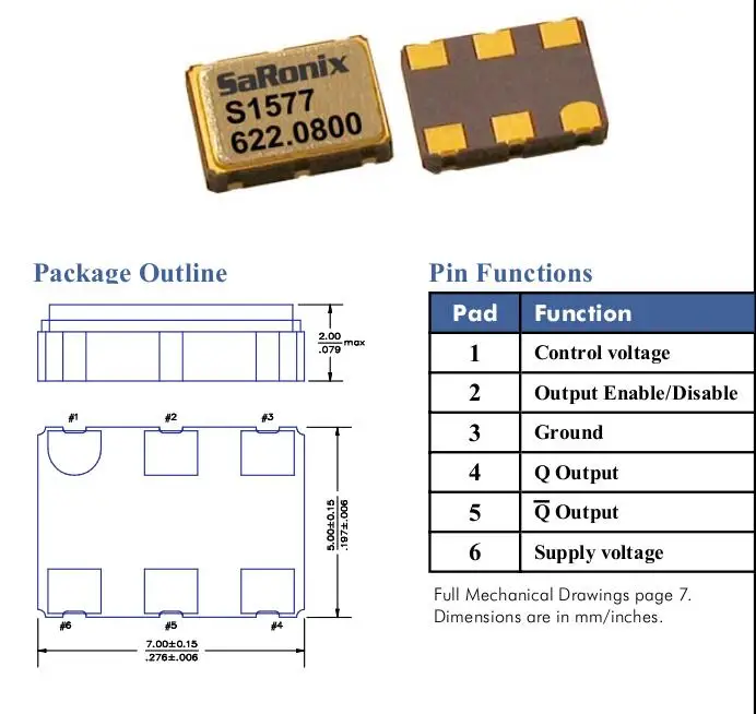 

2pcs/lot 5*7mm 5070 6p 6 622.08MHZ 622.0800M chips Electronic new