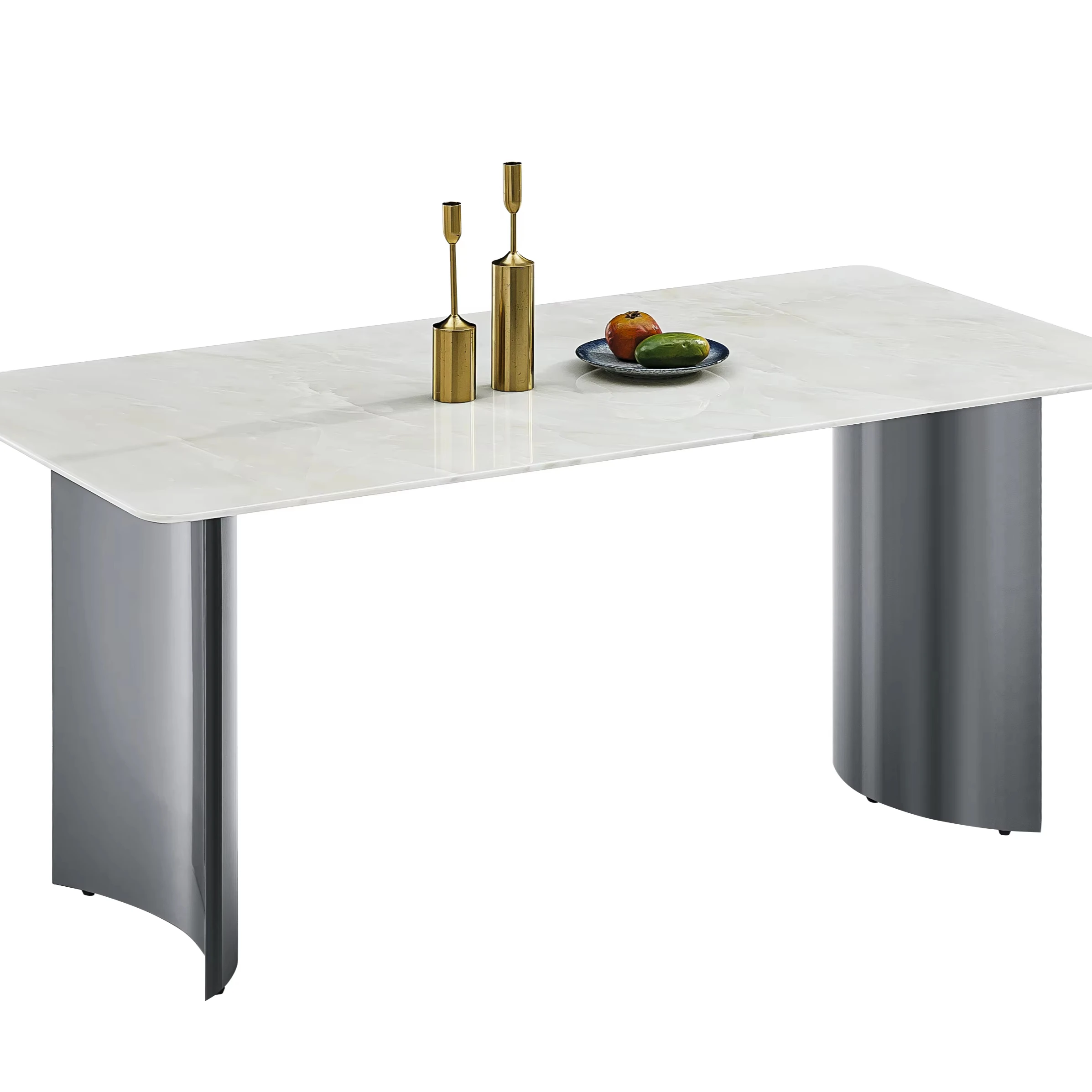 # Nordic Minimalist Square Dining Table With Natural Marble Top And Luxurious Stainless Steel Legs 4 Seater