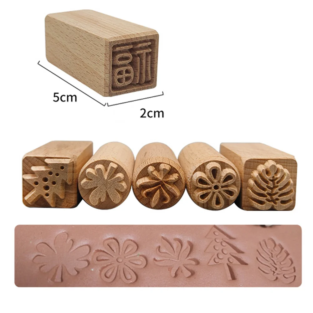 Stamps Clay Wood Pottery Concretestamped Tools Handmade Kindergarten School Ceramic Art Clay Stamp Mold Clay Workshop Crafts