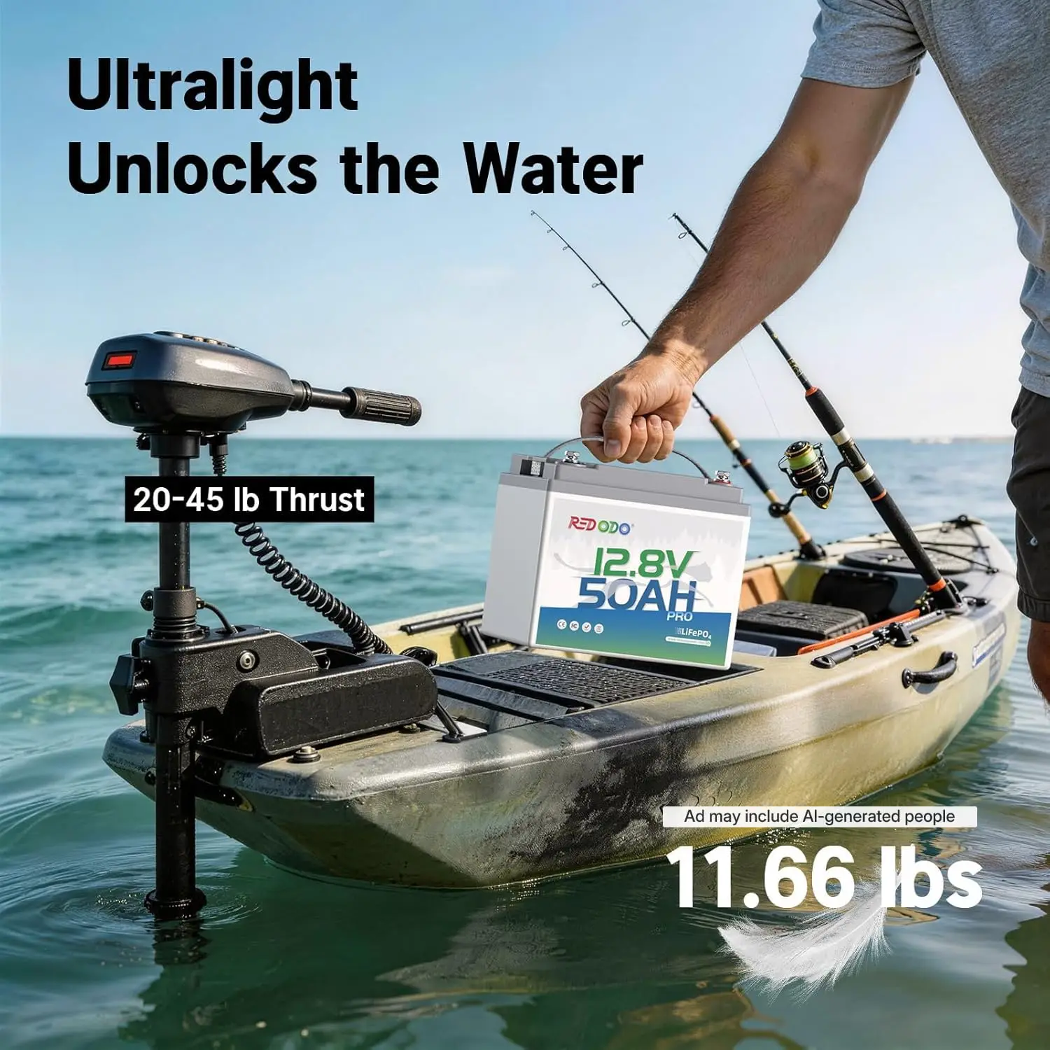 12V 50Ah Deep Cycle LiFePO4 Battery for Trolling Motor & RV, Customized