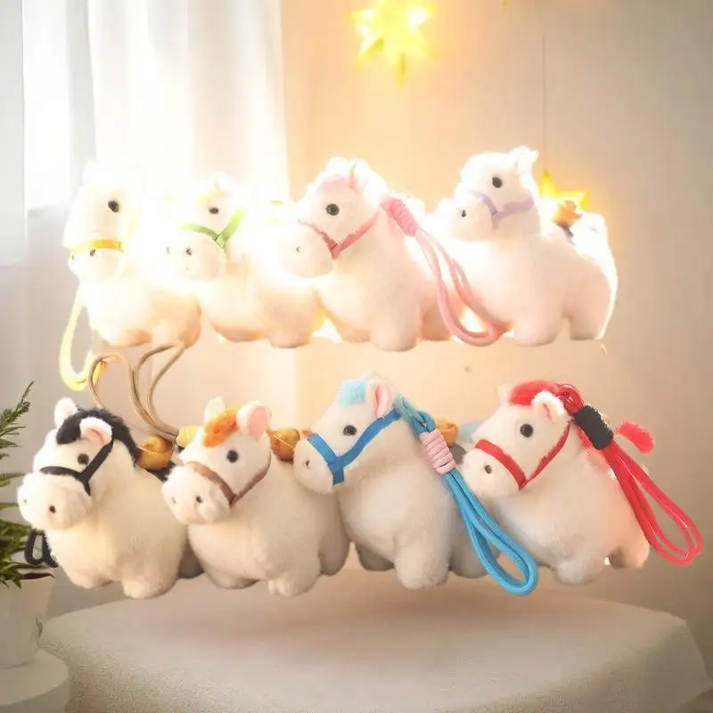 Süßer Plüsch-Pony-Maskottchen-Puppen-Schlüsselanhänger für das chinesische Pferdejahr; Ideales Anhänger-Lanyard für Tasche, Neujahrs-Souvenir-Geschenk