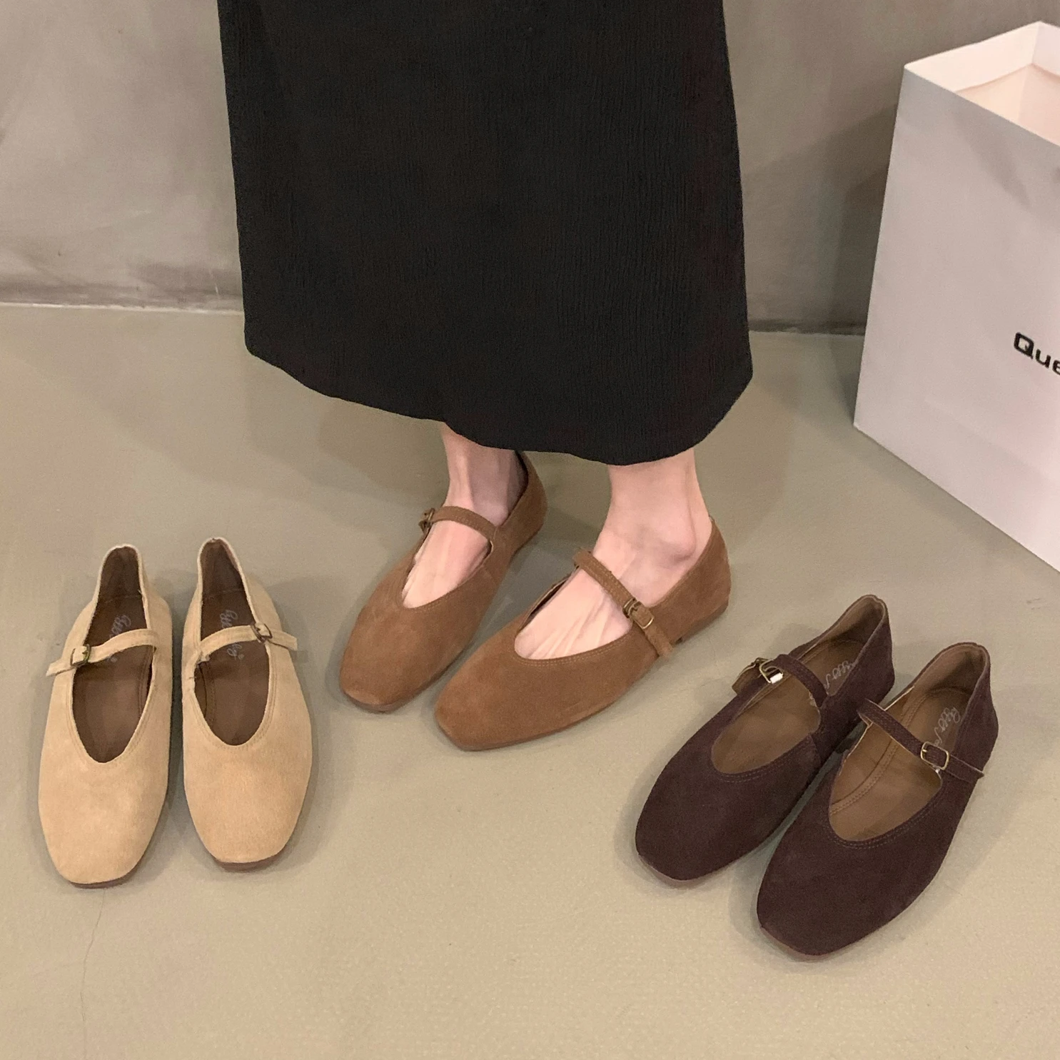 2024 Autumn Fashion Flat Ballet Shoes Women Shallow Ballet Leather Round Toe Female Ballerina Soft Moccasin Mary Janes Big  Size