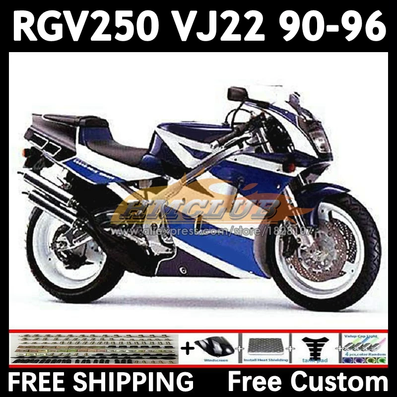 RGV250 For SUZUKI VJ22 white blue 1990 1991 1992 1993 1994 1995 1996 19No.122 RGV-250 VJ 22 RGV 250 90 91 92 93 94 95 96 Fairing