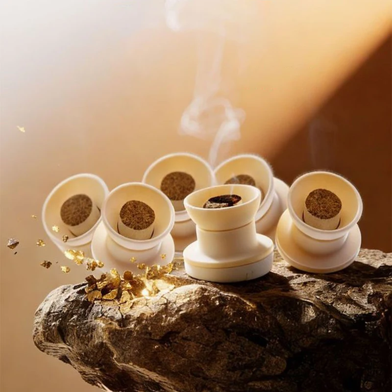 6Pcs Earthenware Mud Bowl Set with 36Pcs Moxa Sticks for Moxibustion Burner Portable Meridian Massage Health Care Tool