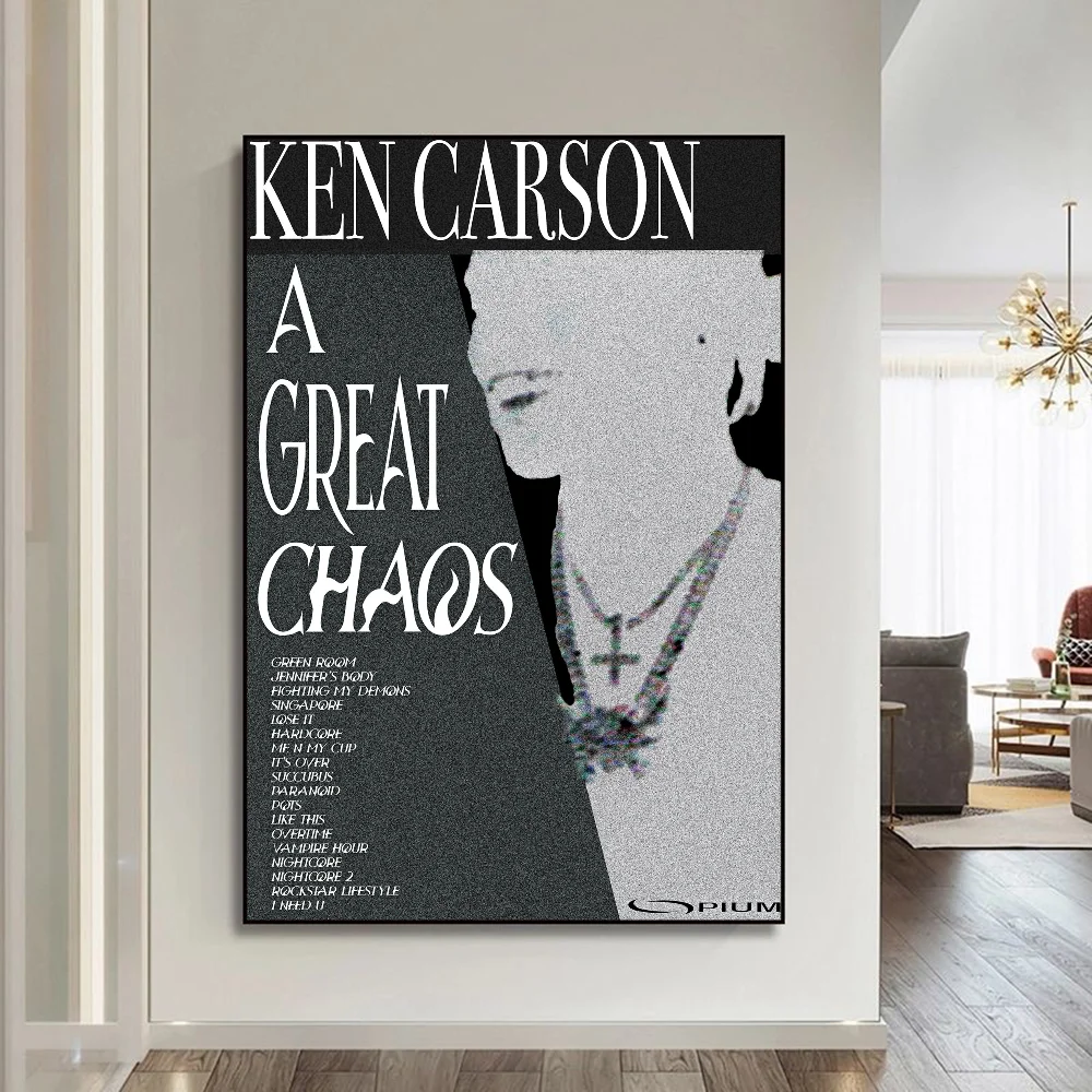 Rapper Ken Carson A Great Chaos Self-adhesive Art Poster Whitepaper Prints Posters Artwork Home Decor