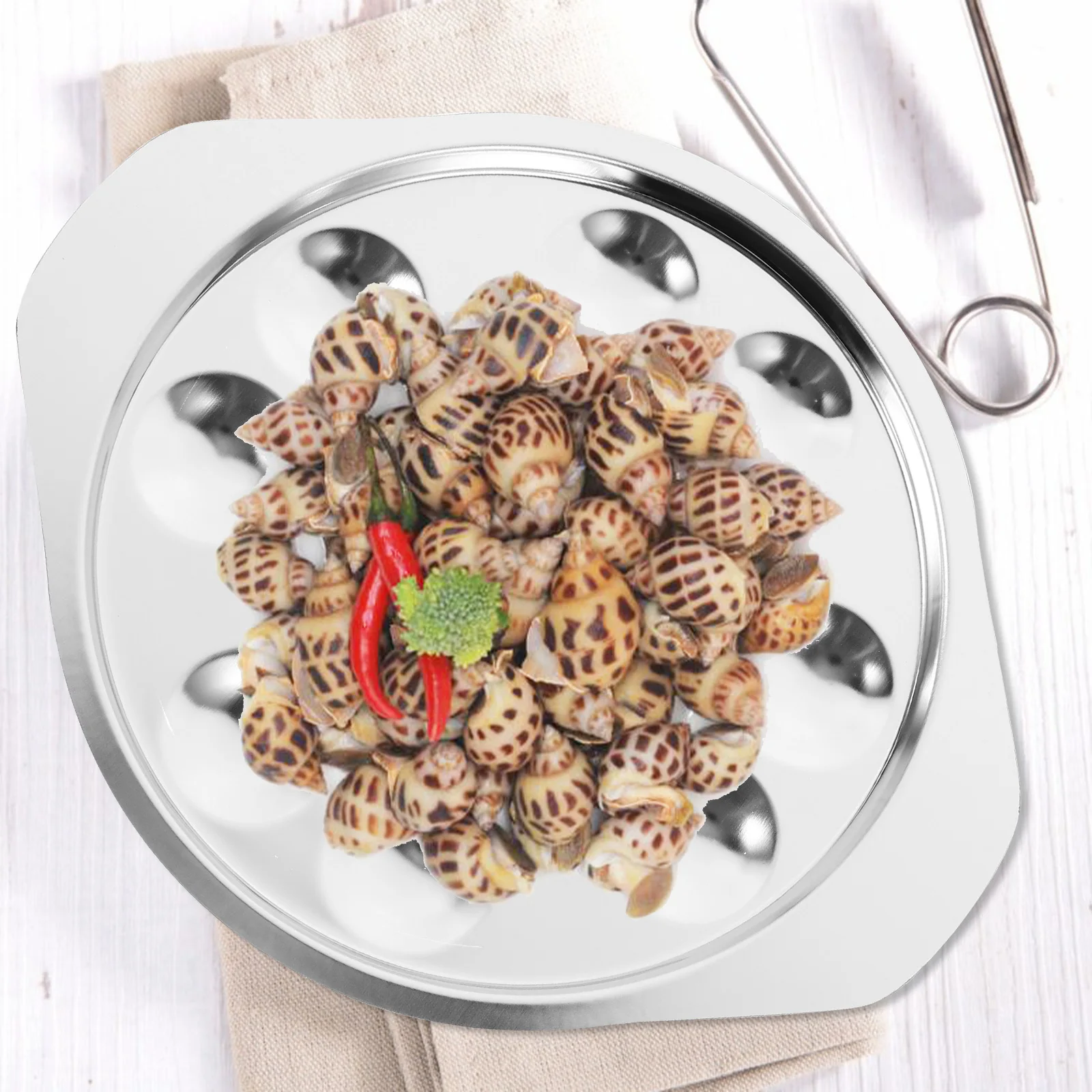 

2pcs Stainless Steel Escargot Plates Snail Conch Baking Tray 12Holes Dishwasher Safe Kitchen Gadgets BBQ Tools Silver