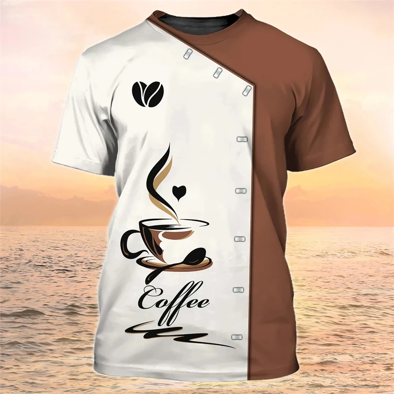 Barista Shirt Men's and Women's Café Hip Hop Uniform Short Sleeve Men Clothing Summer Casual Round Neck Oversized T-shirts Tops