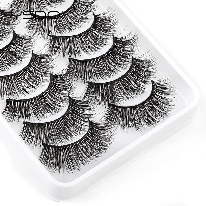 Wholesale Mink Eyelashes 2/10/50/100 Boxes Thick Faux 3D Mink Lashes Volume Soft Handmade Faux Cils Natural False Eyelash Makeup