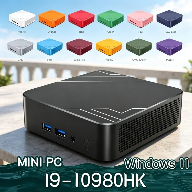 ソリッドコアi9-10980hkポータブルミニpc、wifi6、bt52、デュアルギガビットポート、4kマルチディスプレイ対応コンパクトホスト、オフィスでの日常使用に最適