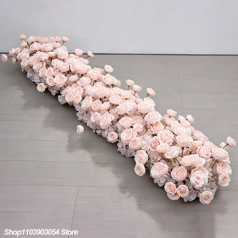 Künstliche weiße Rosen-Hortensien-Blumenreihe, langer Tischläufer, Hochzeits-Hintergrunddekoration, Blumenarrangement, Party-Requisiten, Tischdekoration – Detail 5