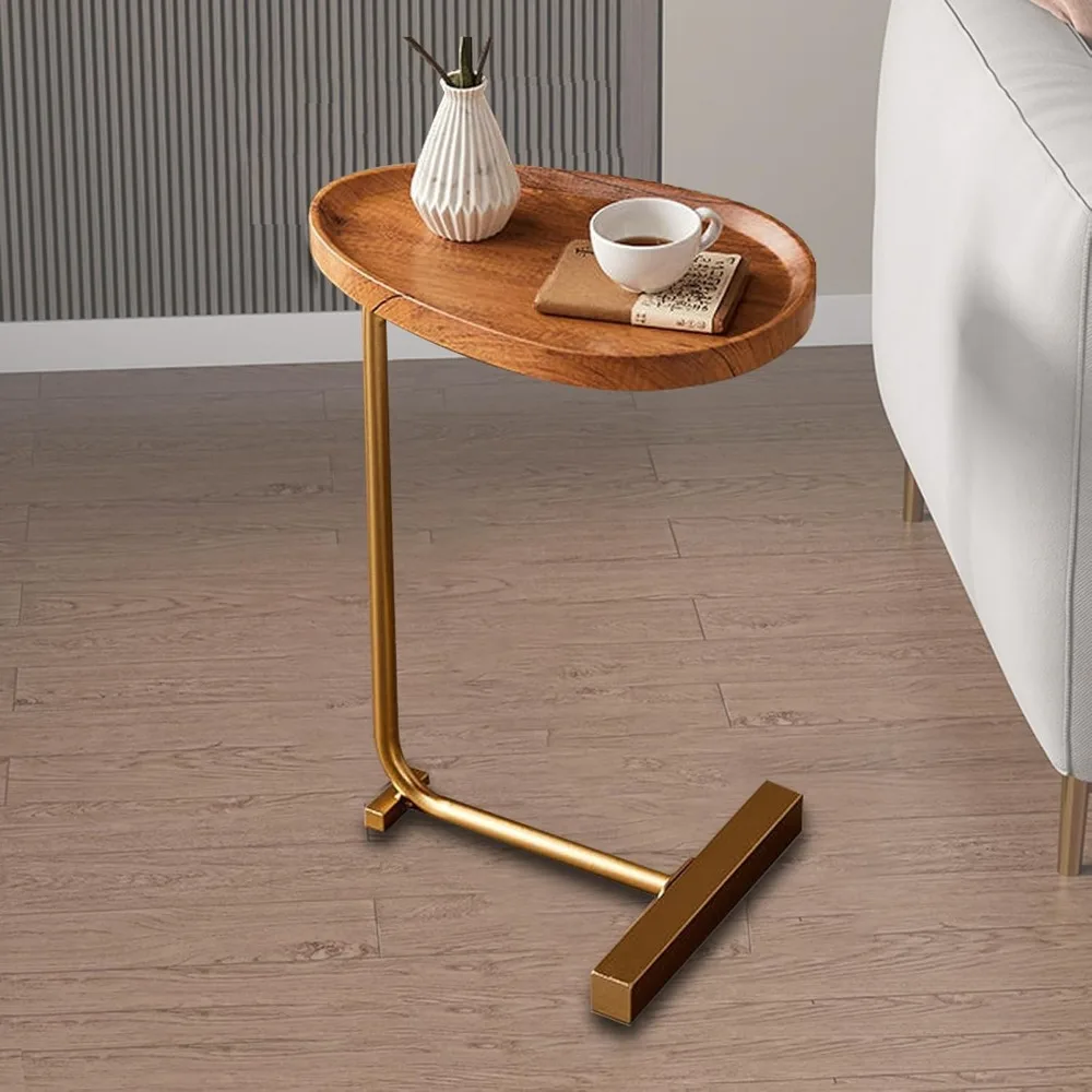 

Small C Shaped Side Table for Sofa and Bed Portable Night Stand Coffee Table for Bedroom Living Room, 18”L X 12”W