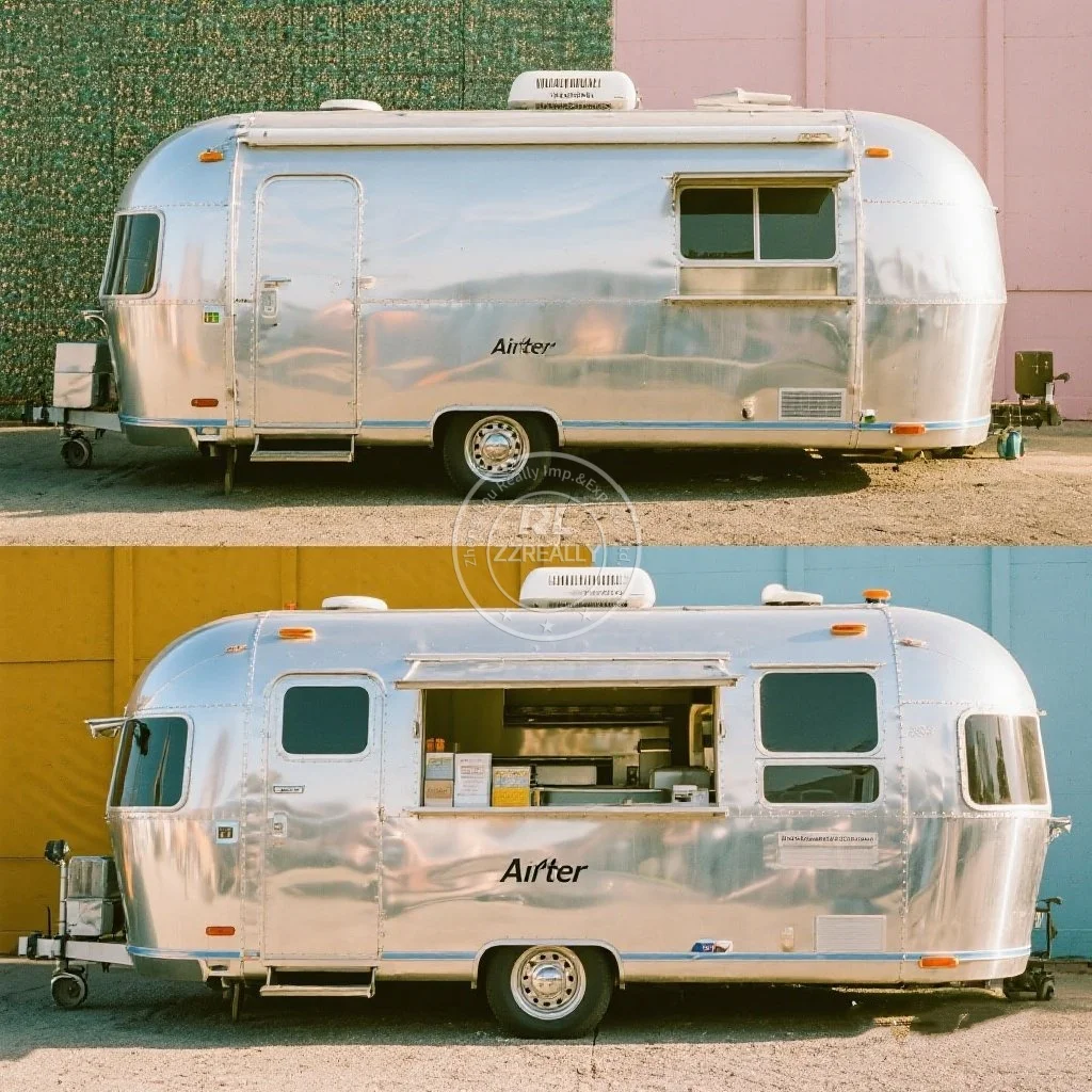 

Customized Luxury Stainless Steel Mobile Food Truck Fully Equipped Mobile Kitchen Food Trailer for Sale
