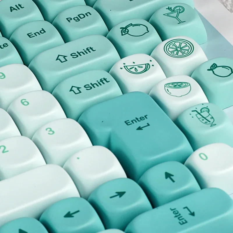 

Mint soda keycap MOA height 125 small full set of PBT material 3 color matching mechanical keyboard hot sublimation