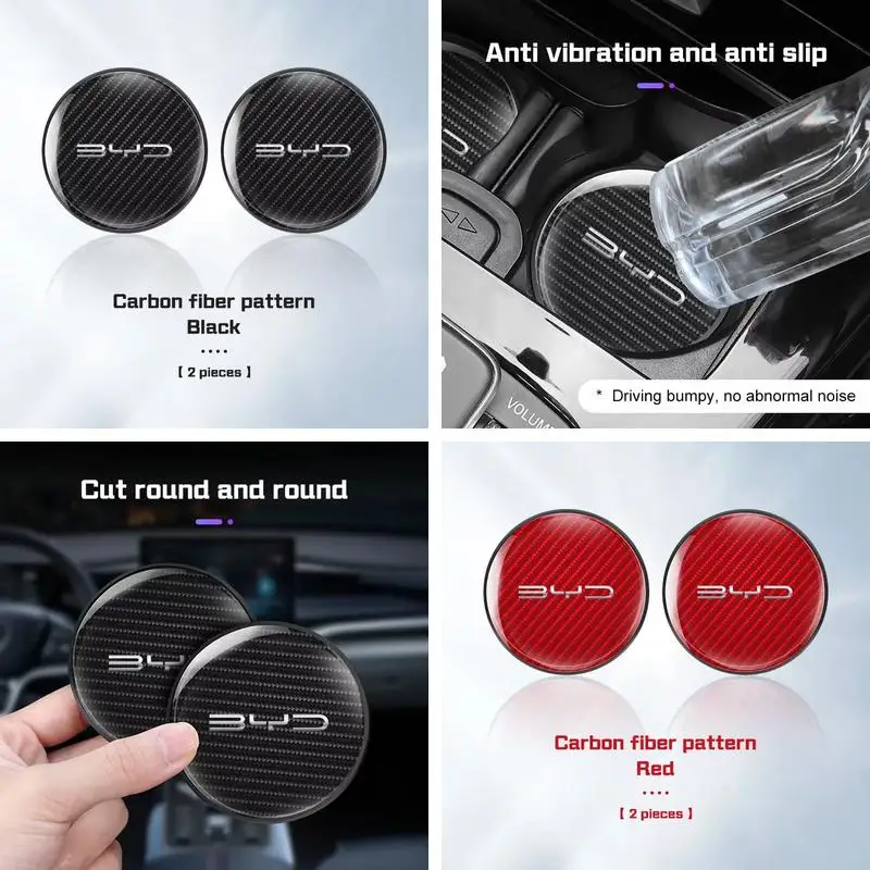 Non Slip Cup Holder Liner Drip Resin Coaster For BYD Song Plus Seal Yuan Plus Dolphin Atto 3 2Pcs Interior Styling Mat